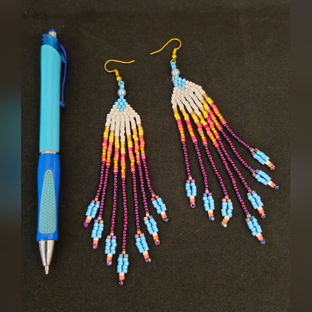 Handmade earrings for women made of colorful Czech and Japanese beads - Picture 3 of 5